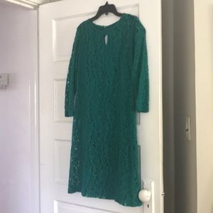 Emerald Green Lace Dress with slip
